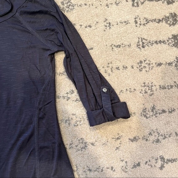 Neon Soul Blue/Grey Hooded Long Sleeve Tee Shirt with Roll Sleeves XS - Picture 5 of 9